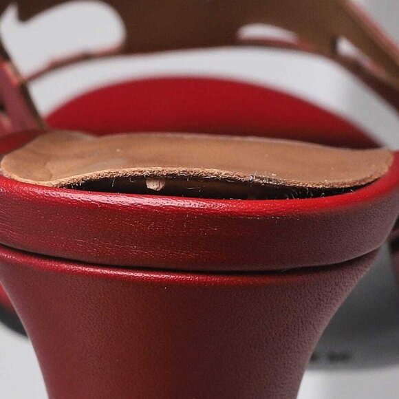 Hermes Red Leather Keira Cut Out Open Toe Sandals Size 5.5/36 - Picture 6 of 6